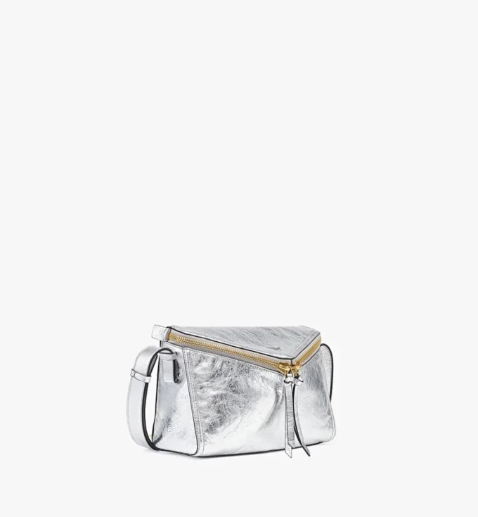 Borsa a tracolla Diamant 3D in pelle di vitello metallizzata Borsa a tracolla Diamant 3D in pelle di vitello metallizzata