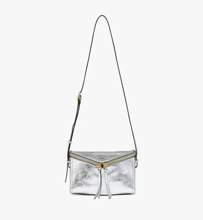 Borsa a tracolla Diamant 3D in pelle di vitello metallizzata Borsa a tracolla Diamant 3D in pelle di vitello metallizzata