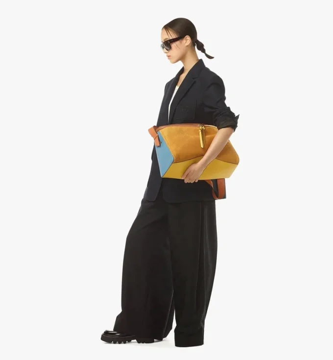 Borsa a tracolla Diamant 3D in pelle scamosciata e pelle di vitello Borsa a tracolla Diamant 3D in pelle scamosciata e pelle di vitello