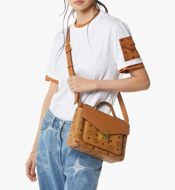 Borsa a tracolla Tracy in mix di pelle Visetos