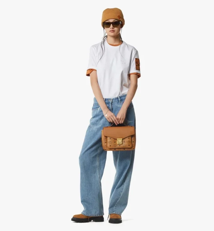 Borsa a tracolla Tracy in mix di pelle Visetos