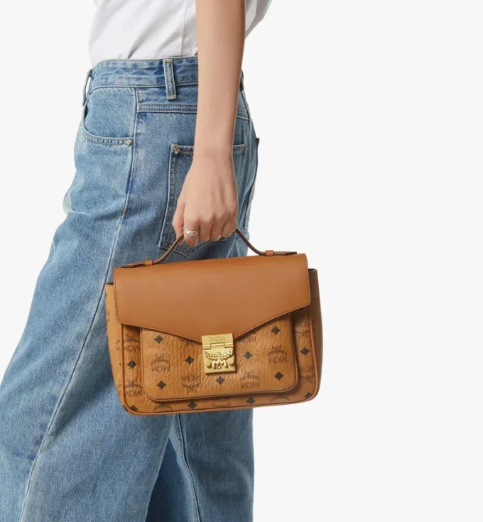 Borsa a tracolla Tracy in mix di pelle Visetos