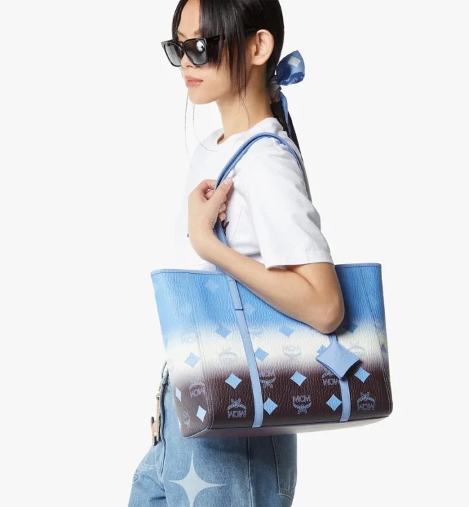Borsa shopper Toni con chiusura superiore a zip in tela Visetos sfumato