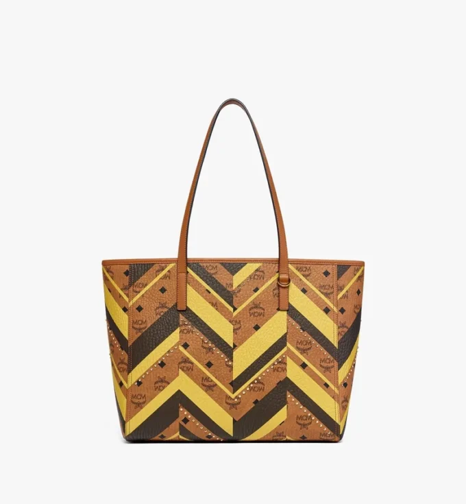 Borsa shopper Toni Top-Zip in tela Visetos Mega Herringbone