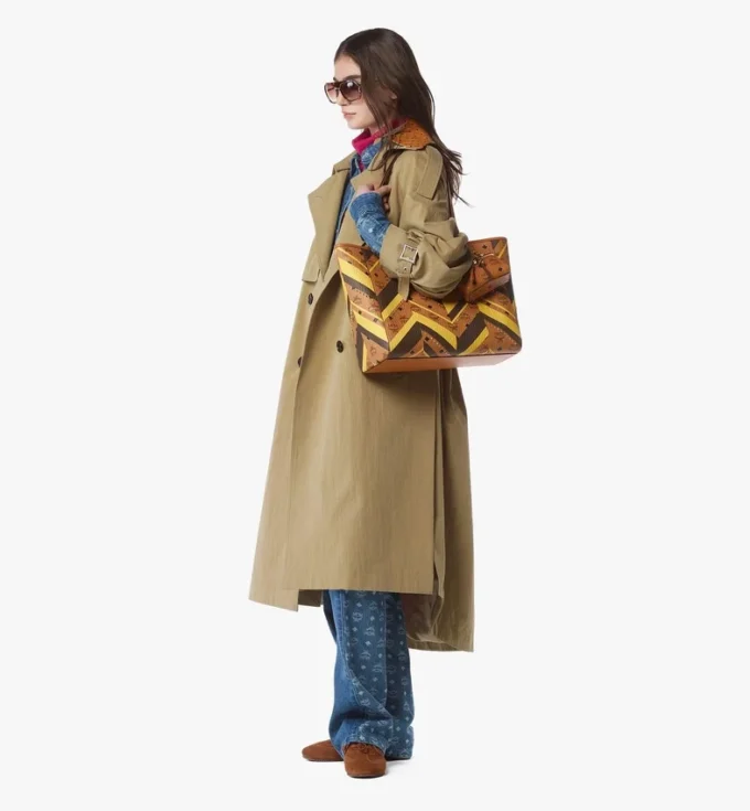 Borsa shopper Toni Top-Zip in tela Visetos Mega Herringbone