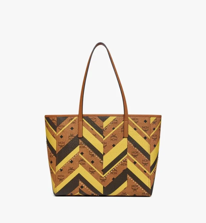 Borsa shopper Toni Top-Zip in tela Visetos Mega Herringbone