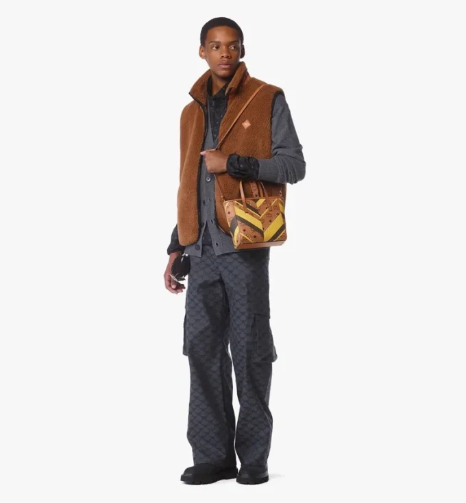 Borsa shopper Toni Top-Zip in tela Visetos Mega Herringbone