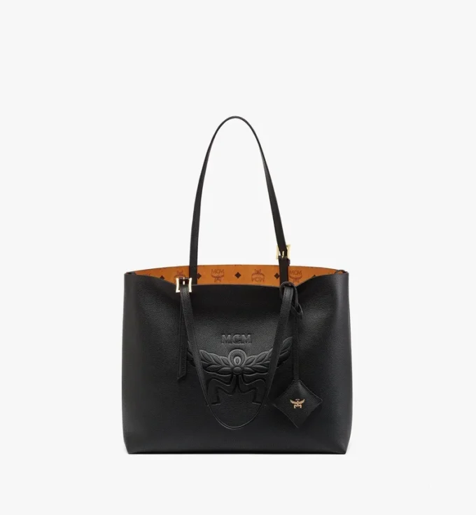 Borsa shopping Himmel in pelle con logo goffrato
