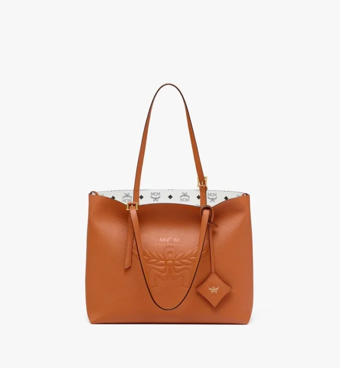 Borsa shopping Himmel in pelle con logo goffrato