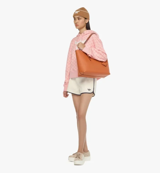 Borsa shopping Himmel in pelle con logo goffrato