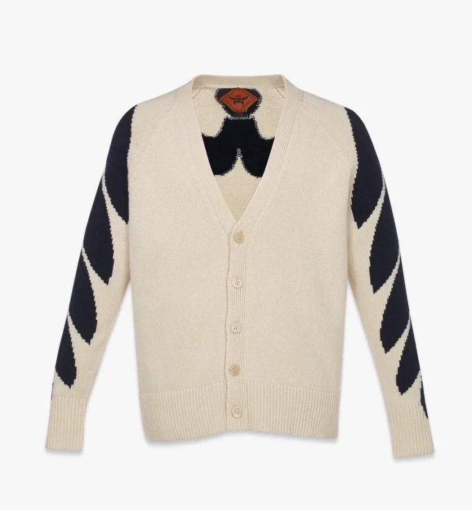 Cardigan intarsiato con alloro