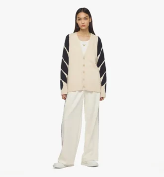 Cardigan intarsiato con alloro