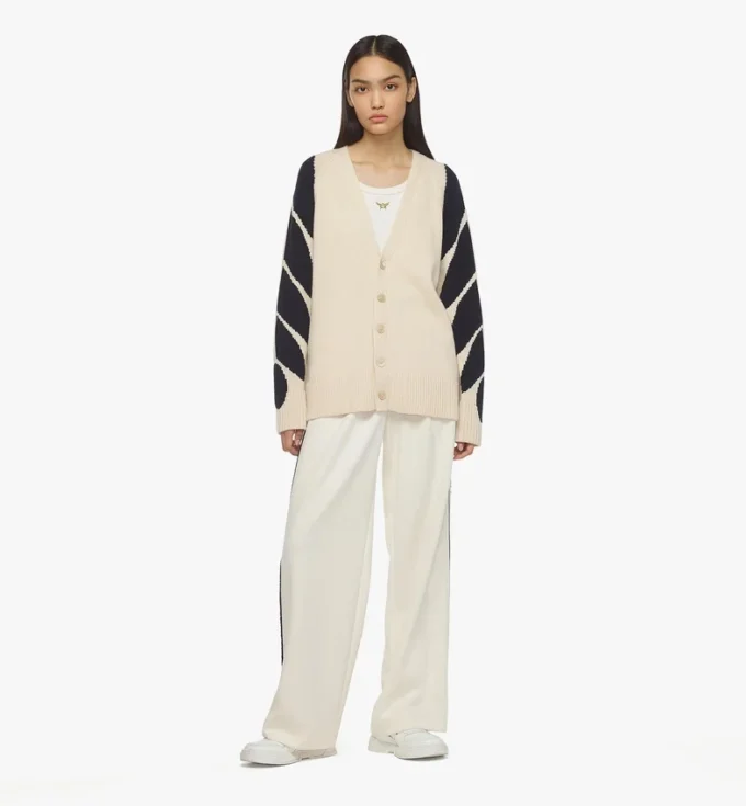 Cardigan intarsiato con alloro