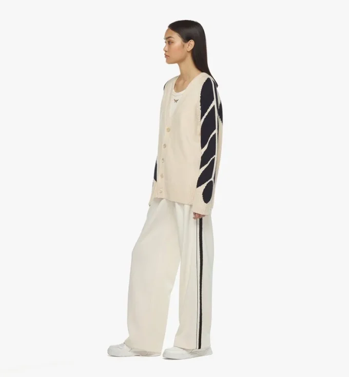 Cardigan intarsiato con alloro