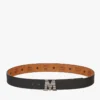 Cintura Claus con fibbia a “M” scanalata da 1,5″ in pelle martellata