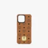 Custodia per iPhone 16 Pro Max MCM X Casetify in pelle vegana biodegradabile con placca in ottone