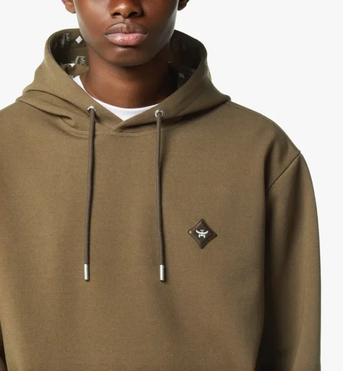 Felpa con cappuccio in ponte con patch con logo Essential