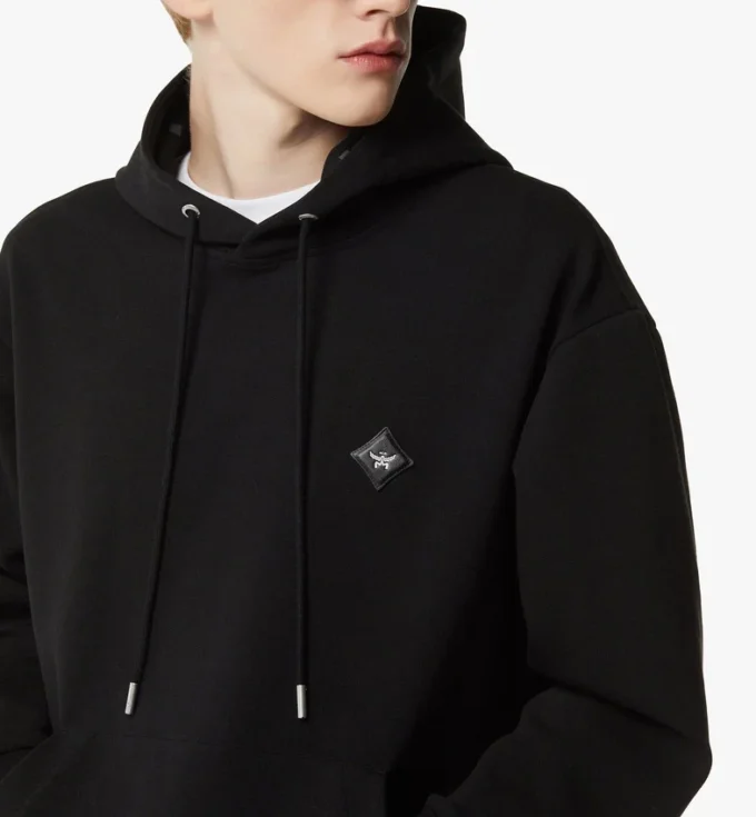 Felpa con cappuccio in ponte con patch con logo Essential