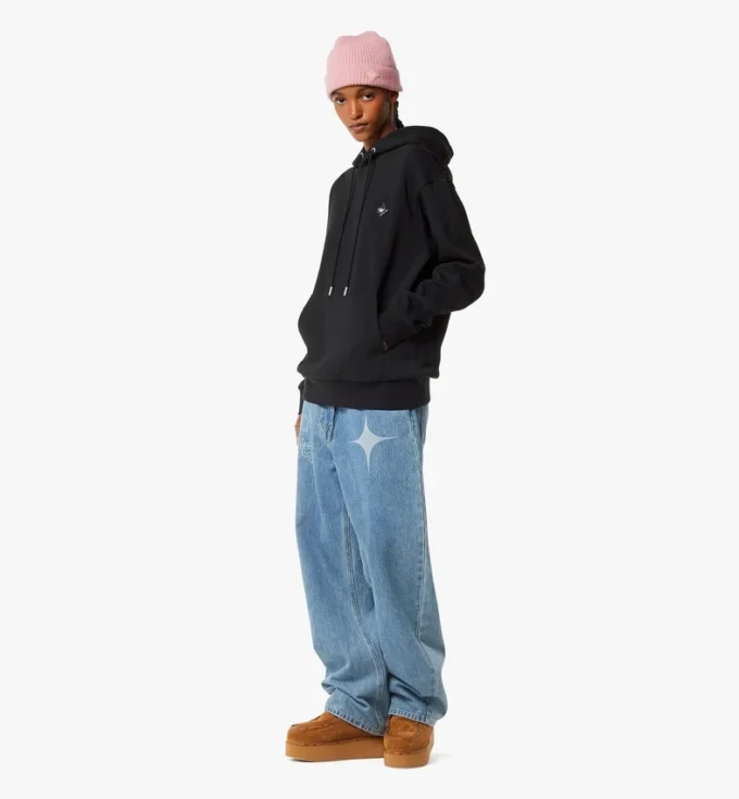 Felpa con cappuccio in ponte con patch con logo Essential