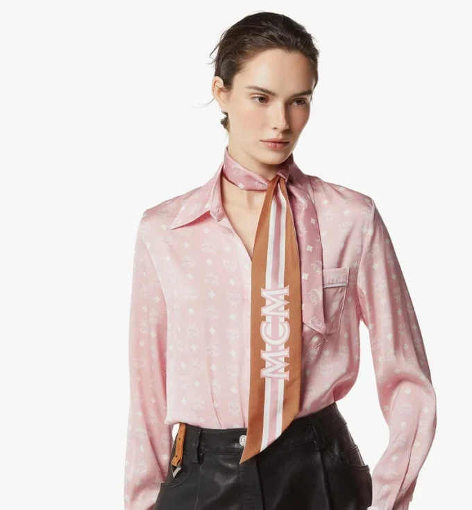 Foulard petite con stampa monogramma in seta biologica