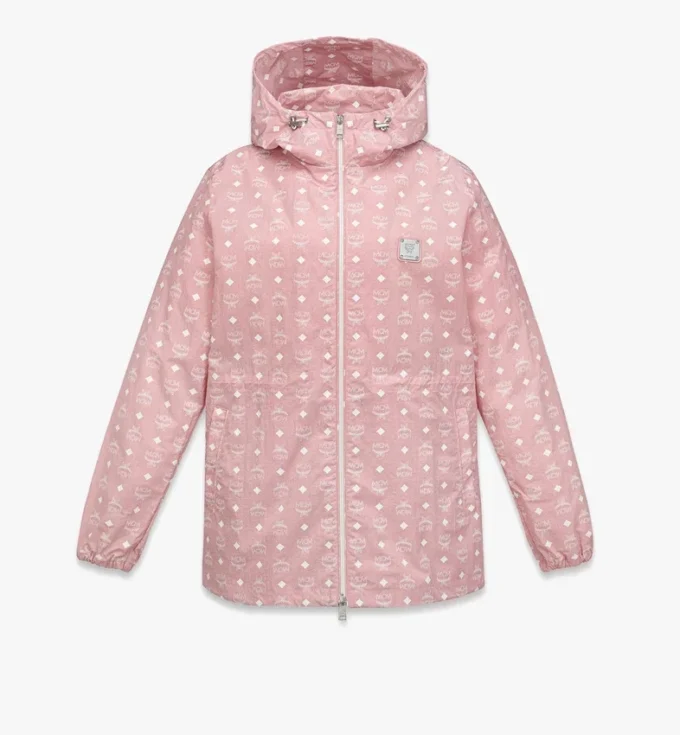 Giacca a vento con cappuccio in nylon riciclato con stampa Monogram