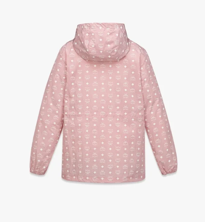 Giacca a vento con cappuccio in nylon riciclato con stampa Monogram