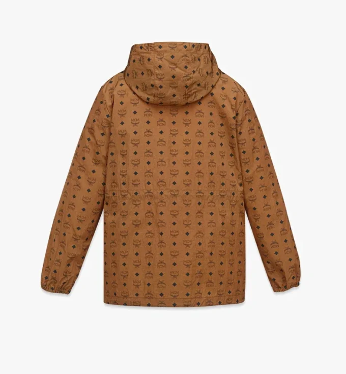 Giacca a vento con cappuccio in nylon riciclato con stampa Monogram