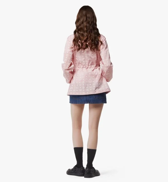 Giacca a vento con cappuccio in nylon riciclato con stampa Monogram