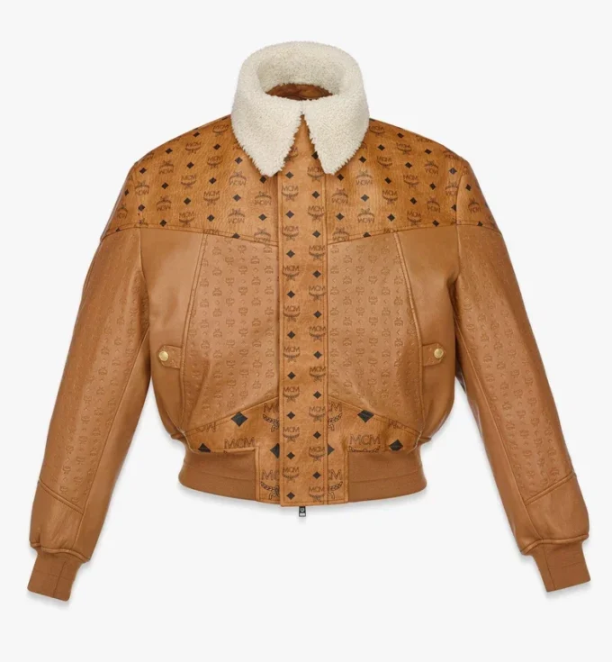 Giacca bomber in shearling con mix di pelle Visetos Giacca bomber in shearling con mix di pelle Visetos