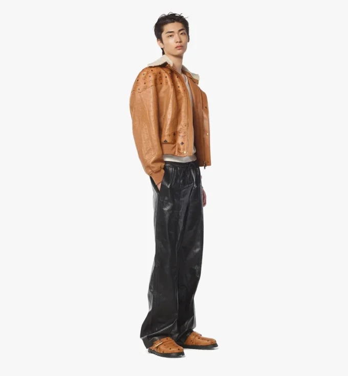 Giacca bomber in shearling con mix di pelle Visetos Giacca bomber in shearling con mix di pelle Visetos