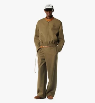 Giacca in twill di lana e pelle con stampa Monogram