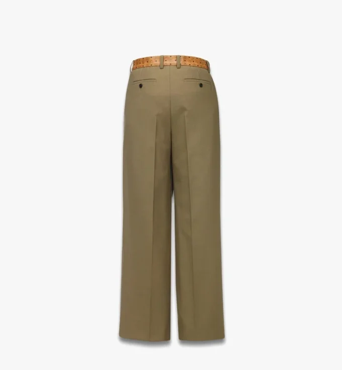 Pantaloni in twill di lana e pelle con stampa Monogram Pantaloni in twill di lana e pelle con stampa Monogram
