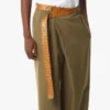 Pantaloni in twill di lana e pelle con stampa Monogram Pantaloni in twill di lana e pelle con stampa Monogram