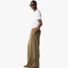 Pantaloni in twill di lana e pelle con stampa Monogram Pantaloni in twill di lana e pelle con stampa Monogram