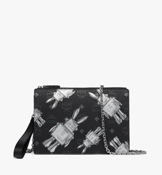 Pochette da polso con tracolla a catena in Visetos Rabot Pochette da polso con tracolla a catena in Visetos Rabot