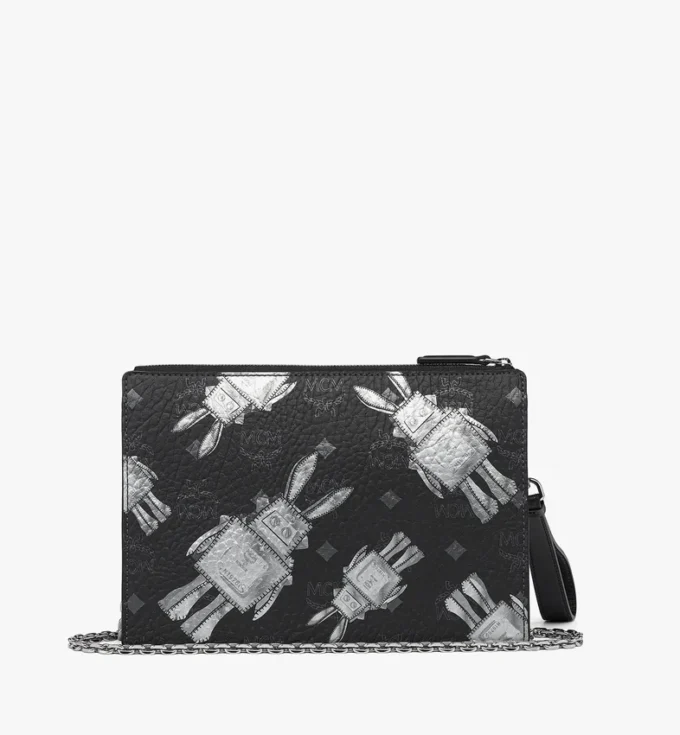 Pochette da polso con tracolla a catena in Visetos Rabot Pochette da polso con tracolla a catena in Visetos Rabot