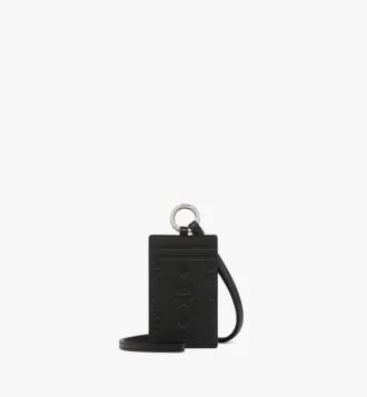 Porta badge con cordino in pelle Monogram goffrata