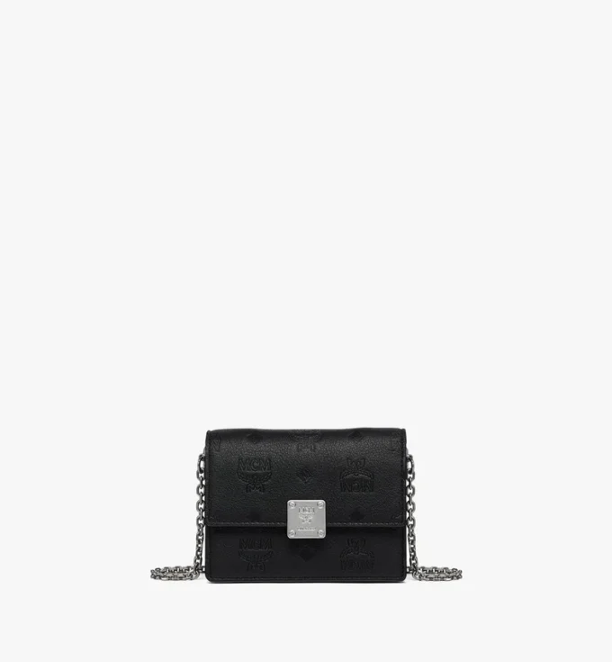 Portafoglio Aren con catena in pelle con monogramma goffrato