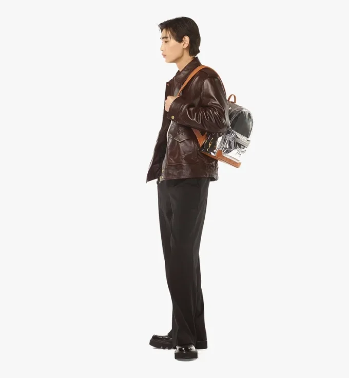 Stark Backpack in pelle metallizzata a specchio