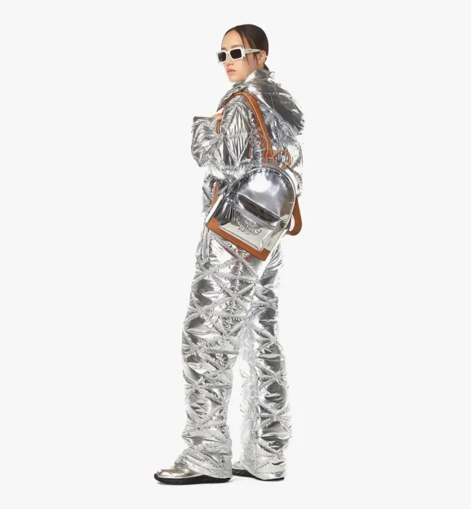 Stark Backpack in pelle metallizzata a specchio