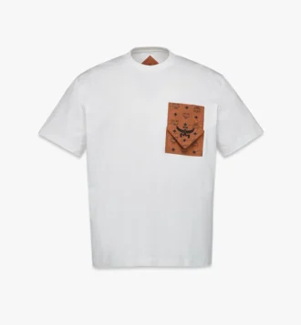 T-shirt con tasca patch monogramma in cotone biologico