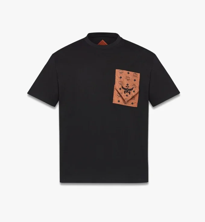 T-shirt con tasca patch monogramma in cotone biologico T-shirt con tasca patch monogramma in cotone biologico