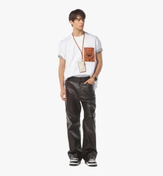T-shirt con tasca patch monogramma in cotone biologico