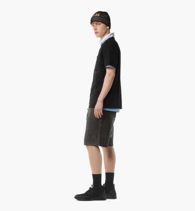 T-shirt con tasca patch monogramma in cotone biologico