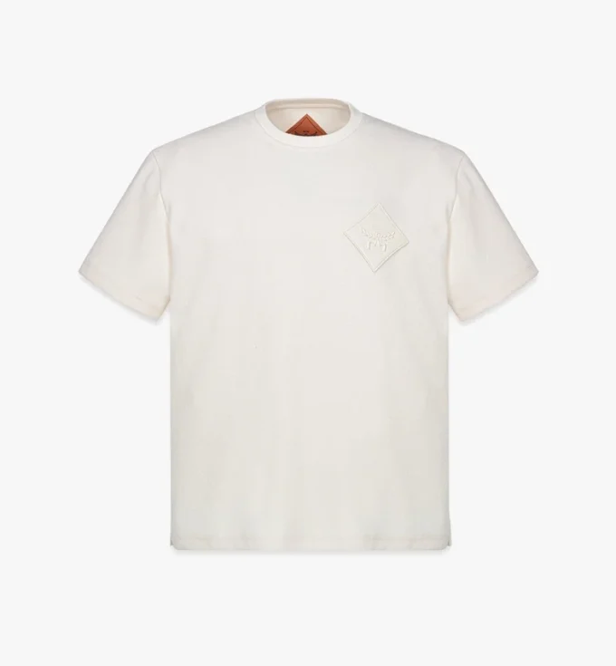 T-shirt in bouclé con toppa con logo