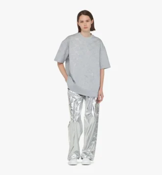 T-shirt in ponte con monogramma in cristallo T-shirt in ponte con monogramma in cristallo