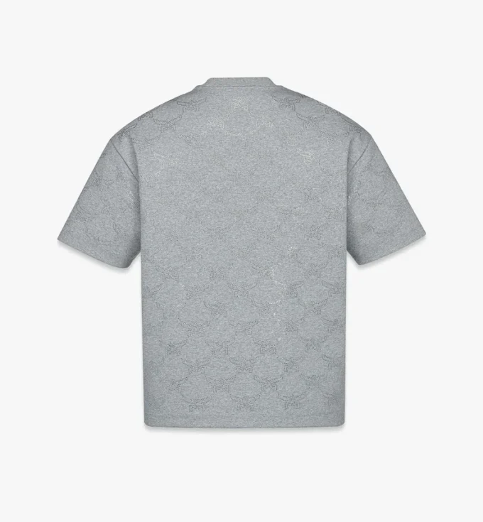 T-shirt in ponte con monogramma in cristallo